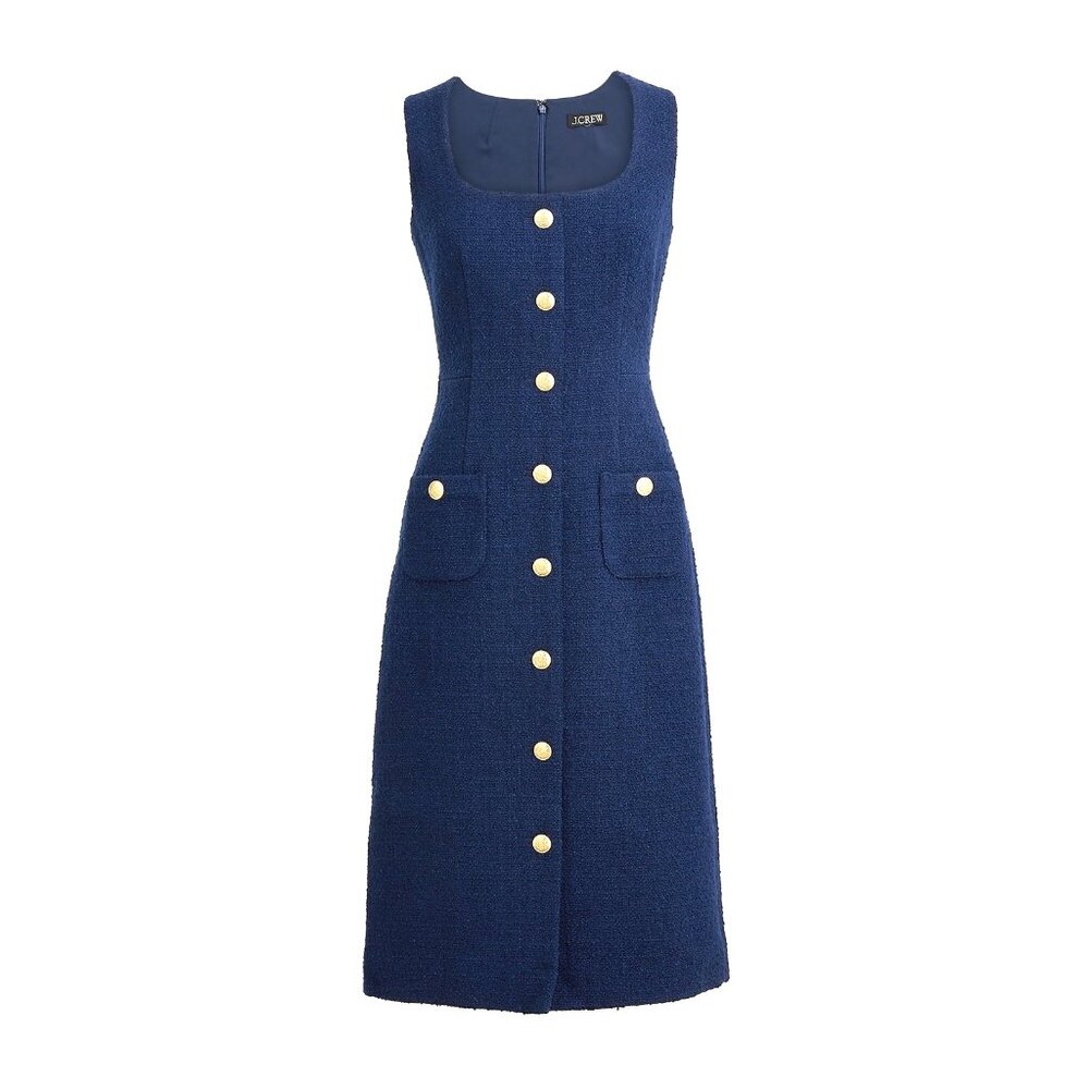 NWT J.Crew Sophia Sleeveless Midi in Dark Evening Blue Tweed Dress 12